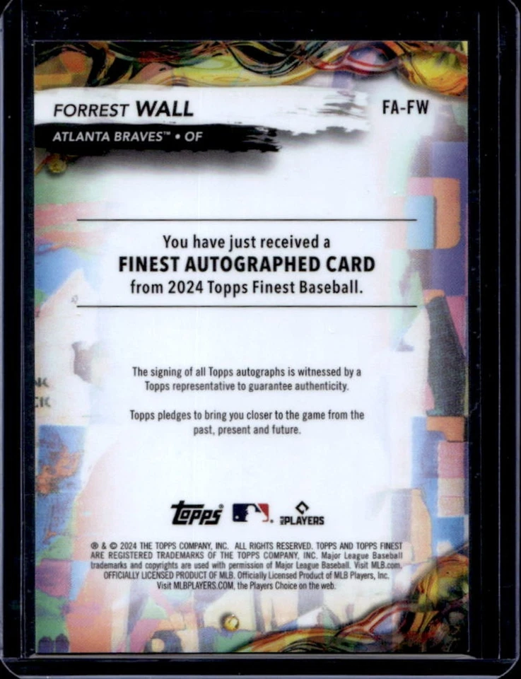 2024 Finest Forrest Wall Auto RC Blue Refractor Rookie #38/99 Braves - Image 2 of 2