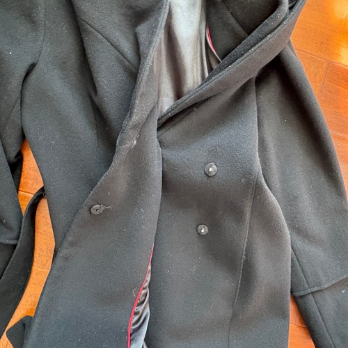 Calvin Klein Womens Black Wool Blend Belted Shawl Collar Trench Coat Size 10 - Picture 13 of 16