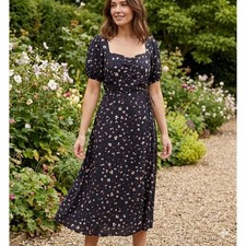 Sanctuary Womens Milkmaid Floral Babydoll Dress Size 2 Midi Cottage Prairie Boho