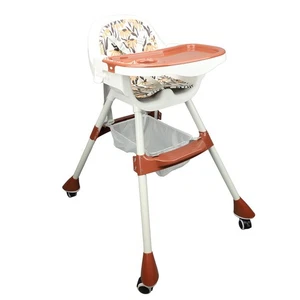 Baby High Chair With Backrest Double Layered Tray 3 Levels Height Removable NEW