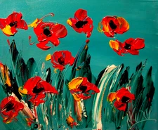 FLOWERS  MODERN PAINTING  IMPRESSIONIST CANVAS ORIGINAL NR5H