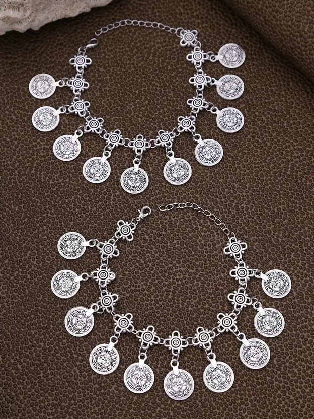 Oxidized Silver Plated Ankle Chain Payal for Women Wedding Indian Bridal Jewelry-image