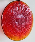 Vintage Blenko Style Tangerine Orange Amberina Pressed Glass Sun Sol Suncatcher