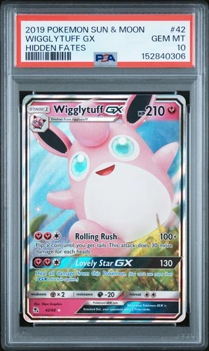 2019 POKEMON SUN & MOON HIDDEN FATES #42 WIGGLYTUFF GX PSA 10