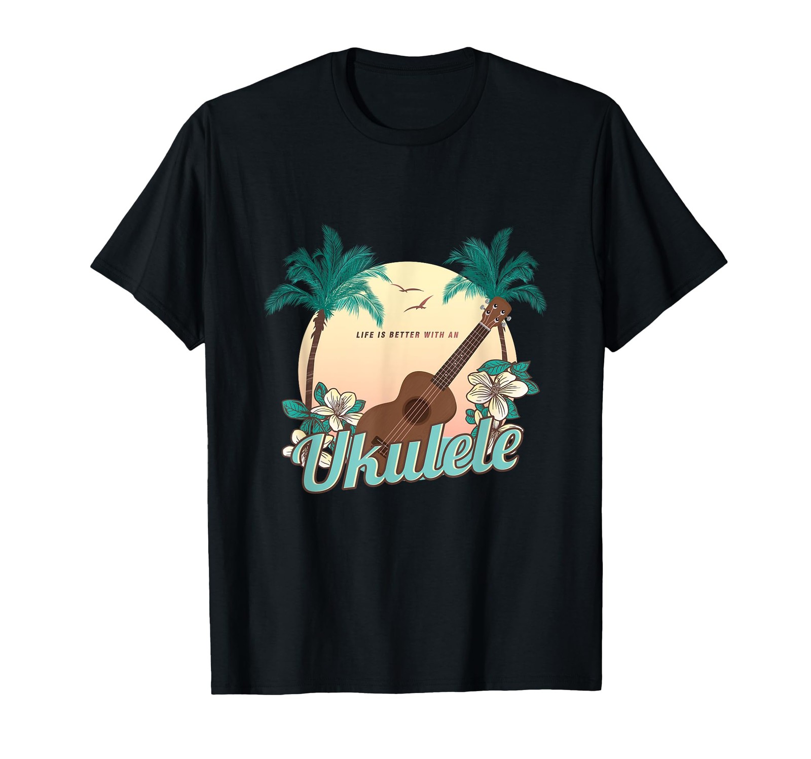 Ukulélé Hawaii Acoustique Uke T-Shirt 100% Coton Premium Taille L à XL Coloris Gris