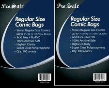 200  Comics Bags, Comic Book Sleeves Protector Comics Books with Flap, Regular