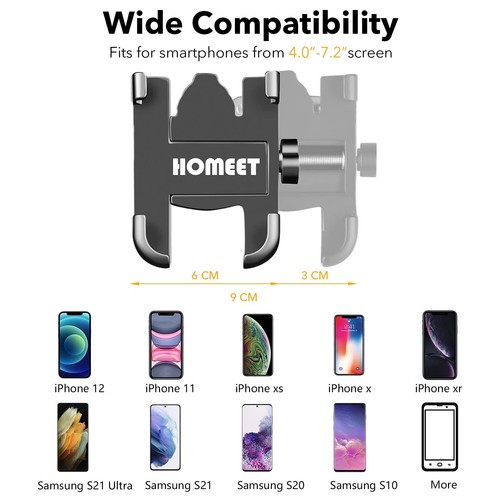 Motorcycle Phone Mount for Rearview Mirror, Metal Motorbike Phone Holder Smar... - Picture 6 of 9