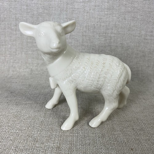 Vintage Sheep Lamb Figurine Ceramic White 5" Nativity Easter Shelf Sitter