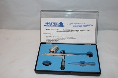 Master Airbrush Model G22 G23 Dual-Action Gravity Feed Airbrush Set w/ Case NEW''