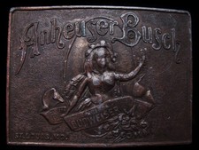 KJ25148 VINTAGE 1970s  ANHEUSER-BUSCH ORIGINAL BUDWEISER BEER  BELT BUCKLE