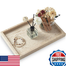 MULWR Travertine Tray,Bathroom Vanity Tray Non-Ceramic/Non-Resin,Marble Perfume