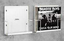 Vinyl Display Holder 2pk - Matte White Record Shelf - Wall Mount - Fits 30 LP...