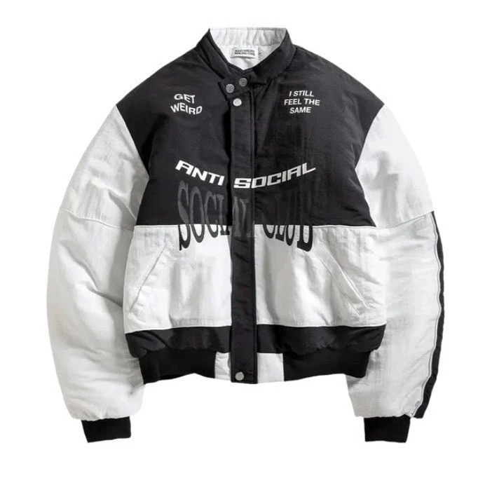 Anti Social Social Club Motorcycle Puffer Mens L Black White New in bag image 1