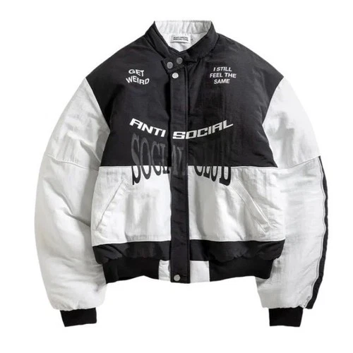 Anti Social Social Club Motorcycle Puffer Mens L Black White New in bag video thumbnail