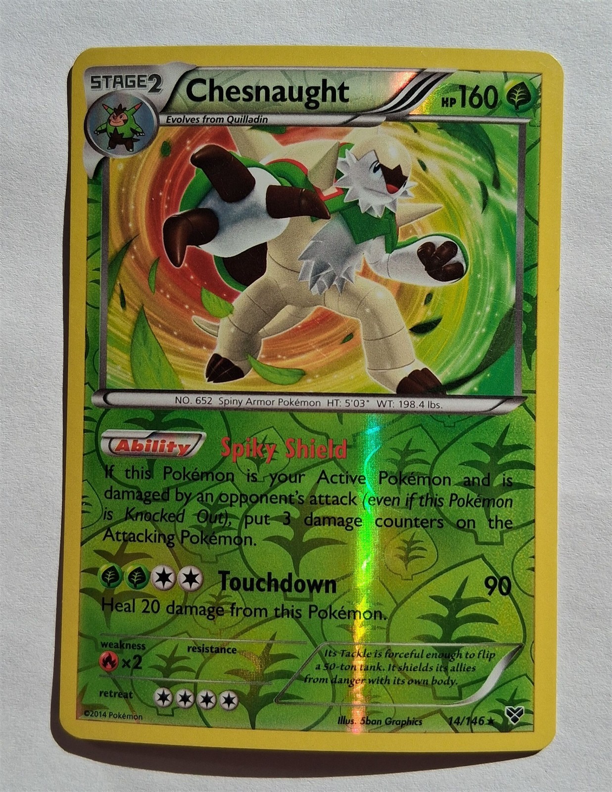Pokemon - Chesnaught - X&Y Base Set 14/146 - Reverse Holo Rare - NM
