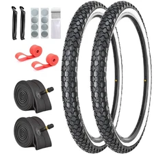 2 Pack 26"x2.125" Inch Cruiser Bike Tires and Tubes White Wall Beach Bicycle ...