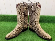 9.5 D ⭐ ROGERS ⭐ WHITE ⭐ PYTHON ⭐ BACK CUT ⭐ CUSTOM ⭐ VTG⭐ COWBOY ⭐ WESTERN⭐BOOT
