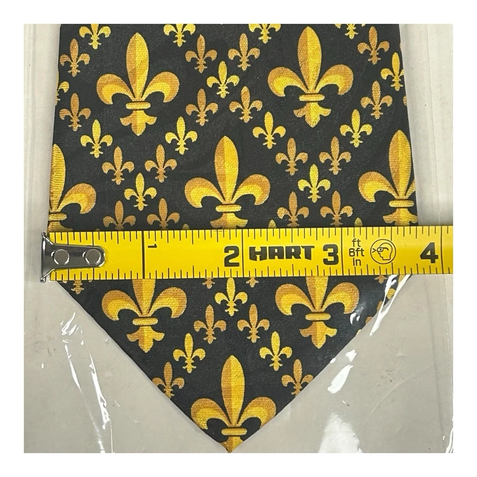 Corbata Steven Harris Negra Con Flor de Lis Dorada Hecha a Mano NUEVA En Paquete Foto 3 de 4