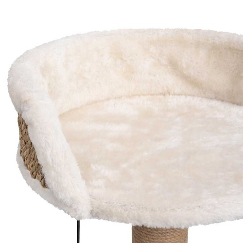 Katzenbaum 49 cm mit Kratzsäule Seegras Katzenbett Spielzeug kompakt beige - Bild 6 von 11