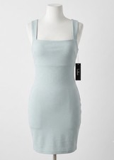 Lulus Sage Green Bodycon Dress Medium NWT Criss Cross Back Square Neck Mini
