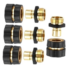 Quick Connect Hose Fittings Male and Female Set, 3/4 Inch Aluminum Garden 4 Set