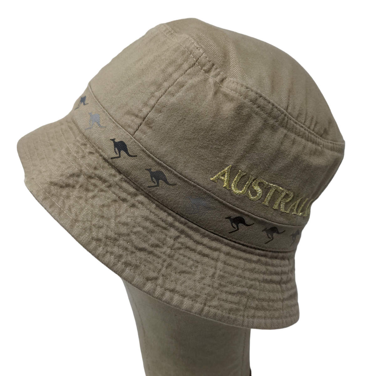 Aussie Design Men's Bucket Hat Tan Embroidered Spell Out Logo