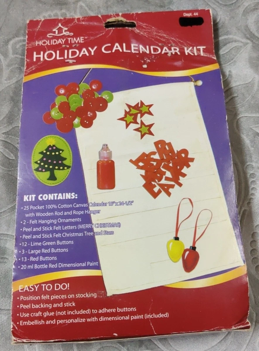 COUNTDOWN Christmas Advent Calendar Kit Felt Canvas Hanging Embellishment  NEW | eBay