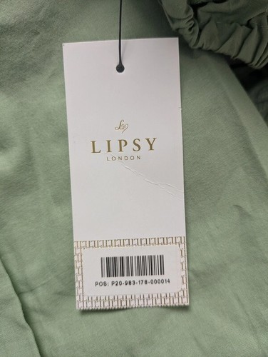 Lipsy Bardot Dress Broderie Anglaise Long Length Summer Sage Green UK 16 BNWT - Picture 8 of 11