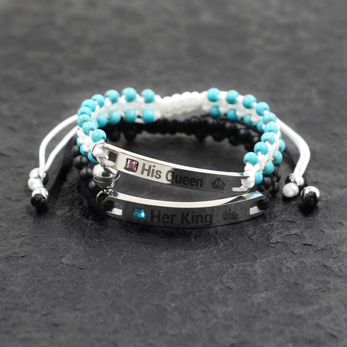His Queen Her King Matching Couple Bracelets for Boyfriend Girlfriend Him Her - Picture 7 of 8