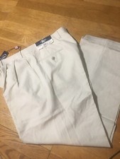 Chaps Mens Dress Pant Beige 36x29 Pleated/Cuffed Rayon/Polyester NWT