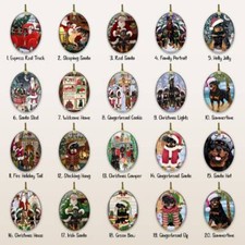Rottweiler Dog Oval Glass Christmas Hanging Ornaments for X-mas Tree Decorations