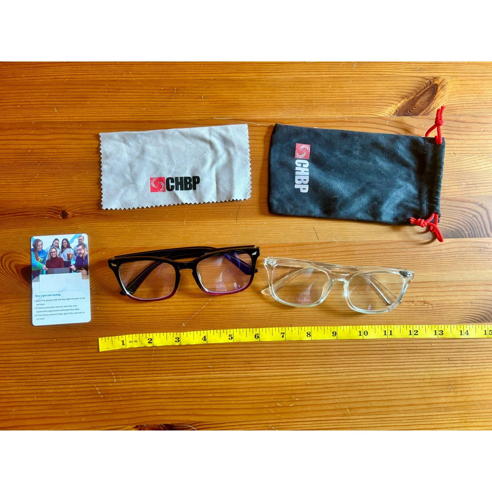 Blue Light Glasses Pair of 2 Clear Frame & Black Frame w/ case & Cleaning cloth-image