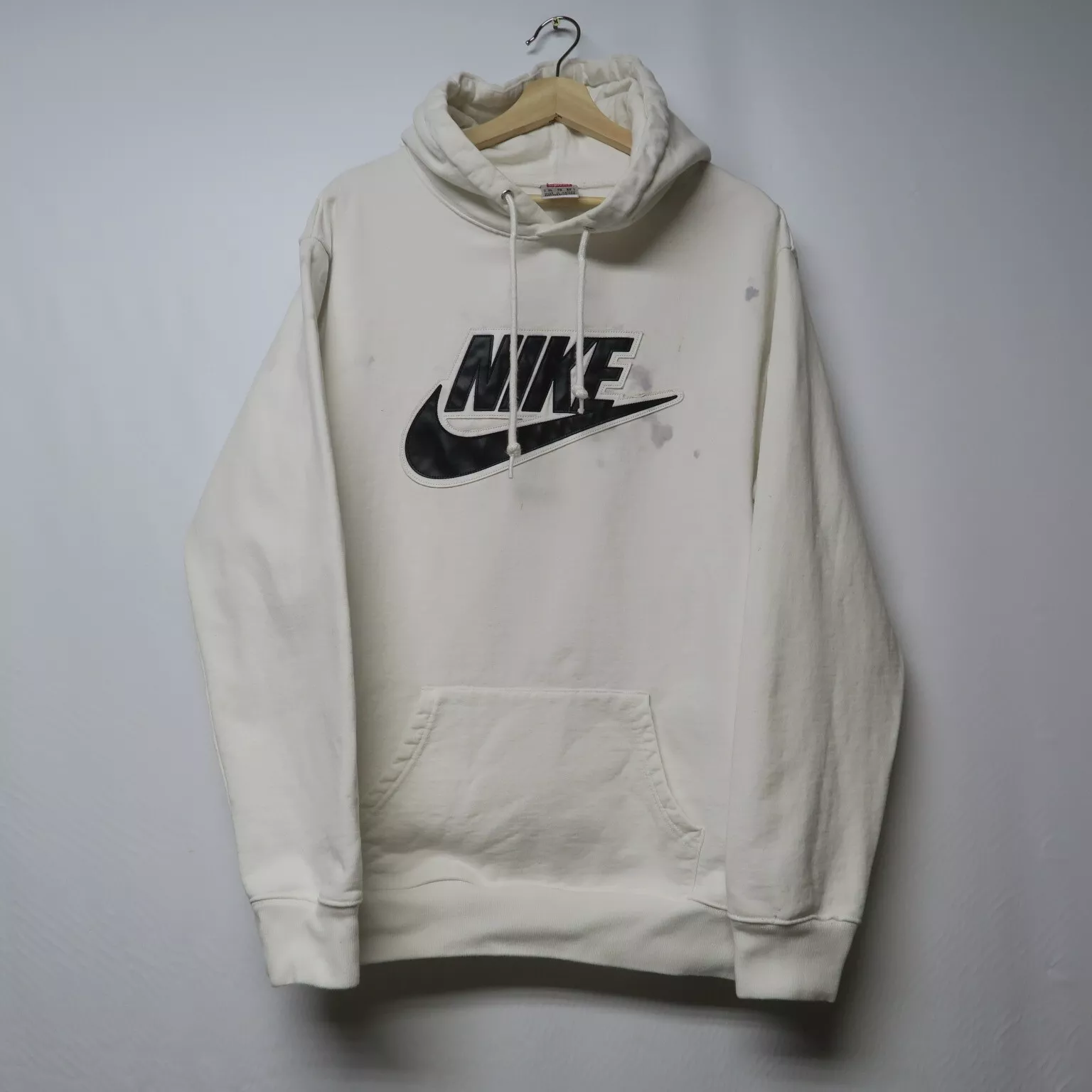 Sweat à capuche Nike x Supreme en cuir appliqué blanc FW19 homme XL X Large