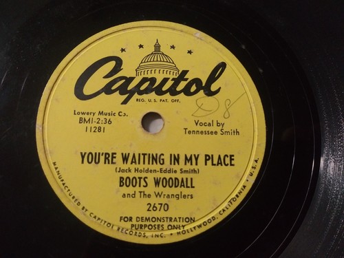 Boots Woodall - You're Waiting In My Place VG Promo 78 Capitol 2670 Record 1954 - Picture 2 of 4