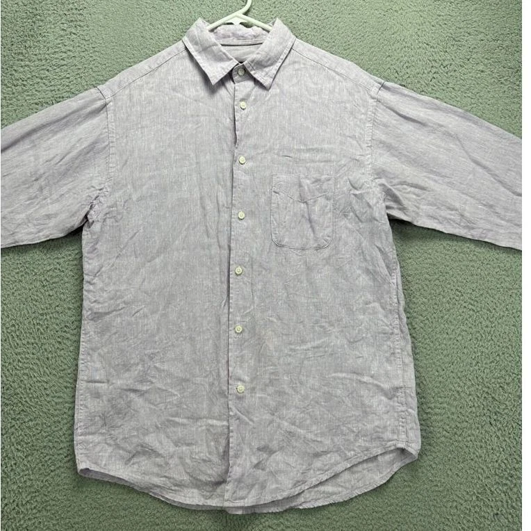 Jos. A. Bank Linen Button Down Shirt Mens Medium Purple Reverse Traditional Fit
