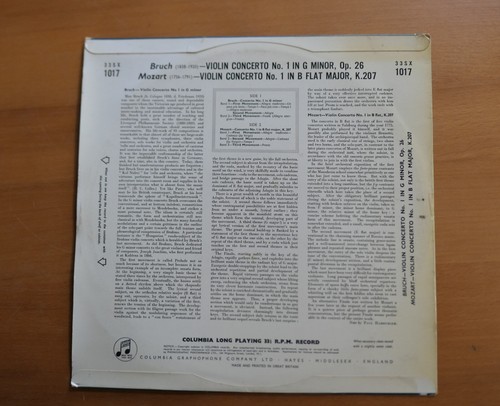 33SX 1017 ED1 Tibor Varga Bruch Mozart Violin Concertos Columbia G/G 1st Mono - Picture 5 of 5