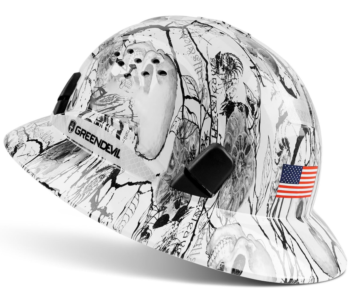 GREEN DEVIL Full Brim Hard Hat Vented Construction Safety Helmet