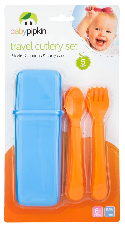 BRANDNEU BABY KIND KINDER REISE BESTECKSET LÖFFEL & GABELN MIT TRANSPORTTASCHE - Bild 3 von 3