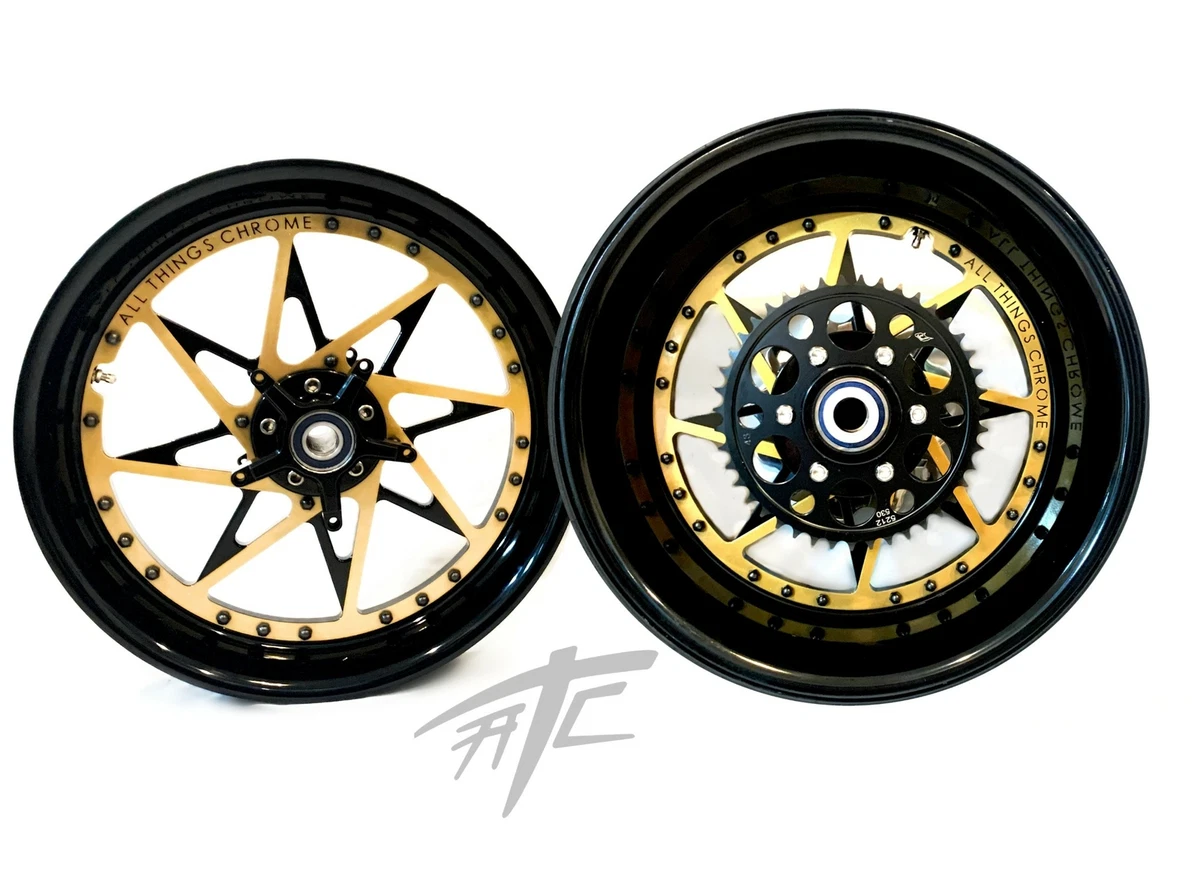 GSXR STOCK SIZE BLACK GOLD SPARKLE SWITCHBACK WHEELS 06 07