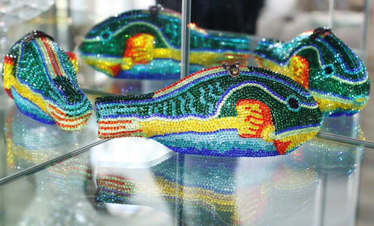 TIMMY WOODS MINIAUDIERE TROPICAL Swarovski Crystal PARROT FISH