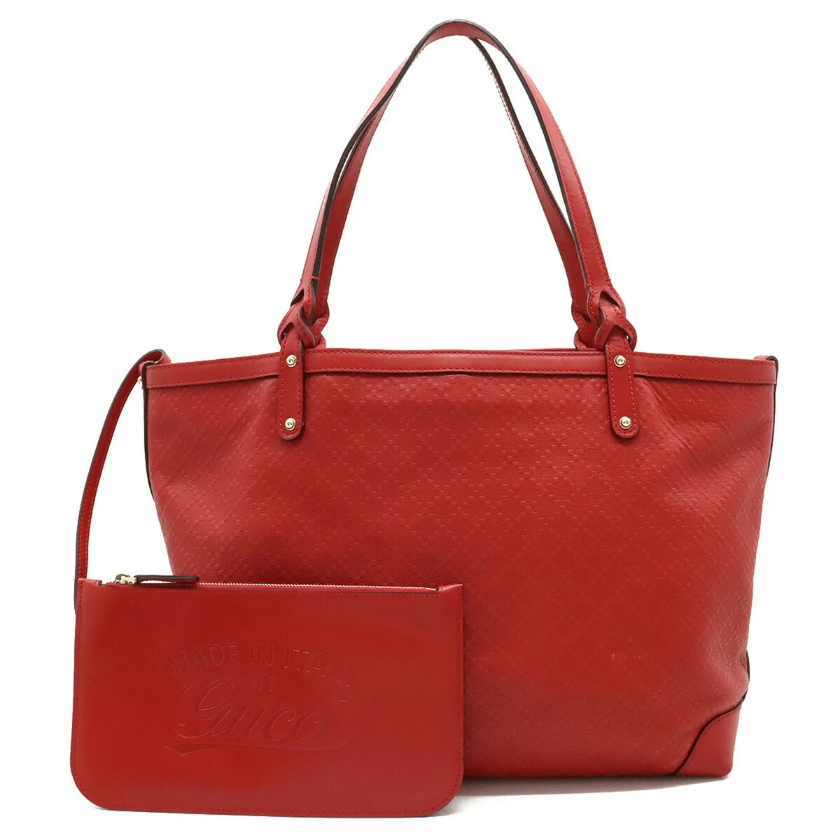 GUCCI Diamante Tote Bag Shoulder Leather Red 247209 eBay