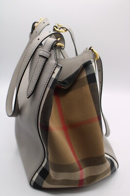 NWOT Burberry House Check Derby Leather Canterbury Tote Retail