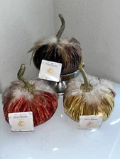 Sale 3-NWT FLORA BUNDA VELVET FEATHER FALL AUTUMN PUMPKIN