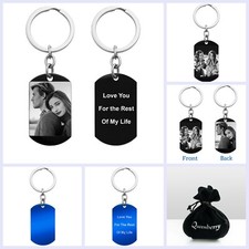 Personalized Photo or Text Engrave Stainless Steel Custom Dog Tag Key Chain Gift