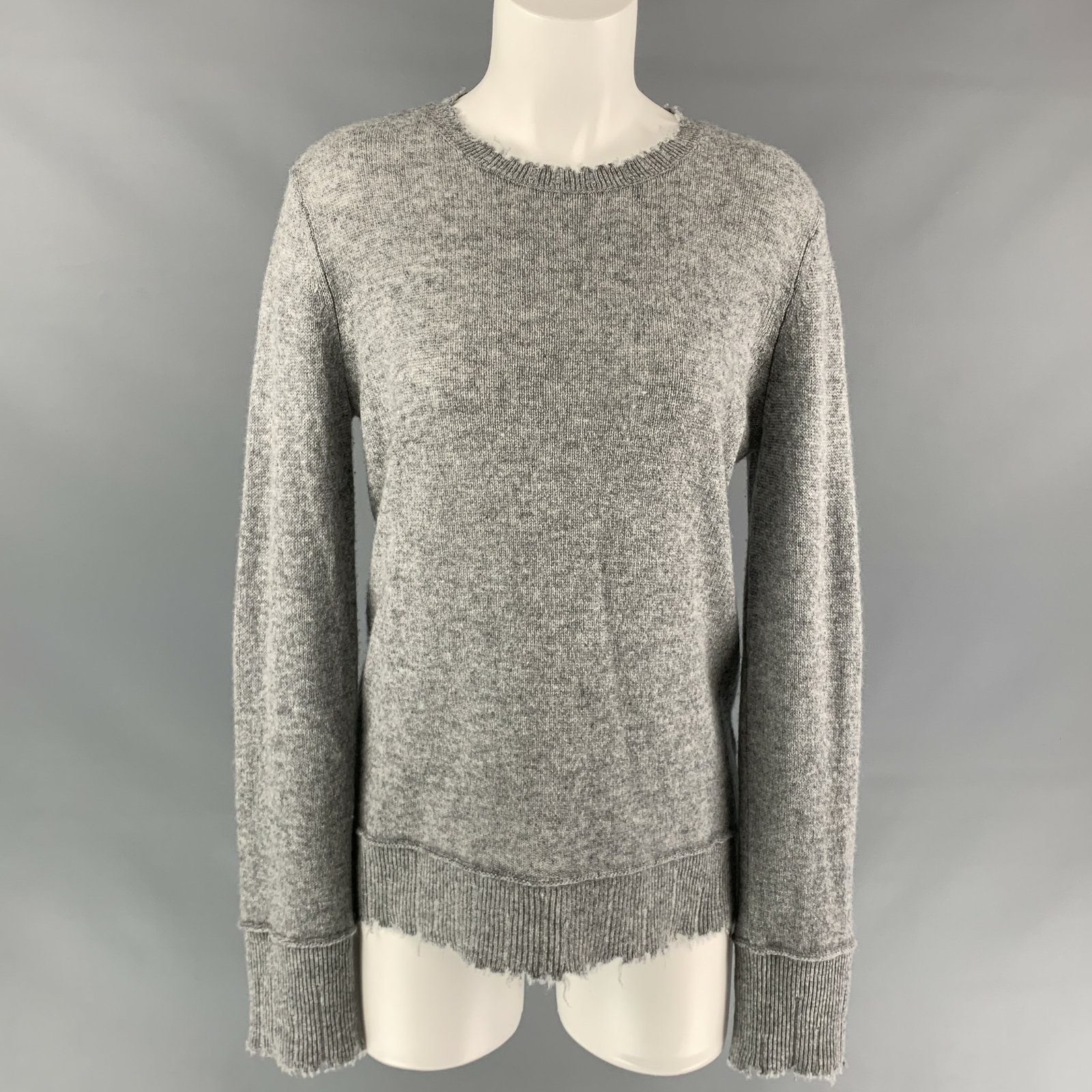 R13 Size S Grey Heather Distressed Cashmere Sweater | eBay