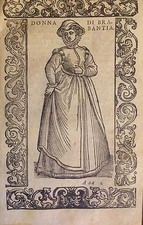 Brabant/Brabante. Donna... Original Woodcut. Vecellio, 1590