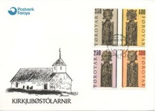 FÉROÉ FØROYAR  87 à 90 FDC Banc église Kirkjubour 1984 St Jean Jude Thomas Jacob
