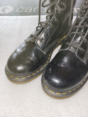 Dr.Martens Damen 1460 Pascal AirWair Schwarz Leder geprägtes Blumenmuster Gr5