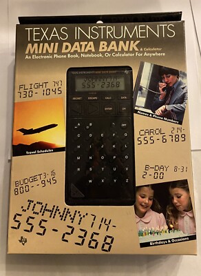 Texas Instruments Mini Data Bank & Calculator.Electronic Phone book For Anywhere