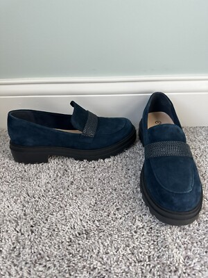 Bella Vita blue suede platform loafers size 8.5